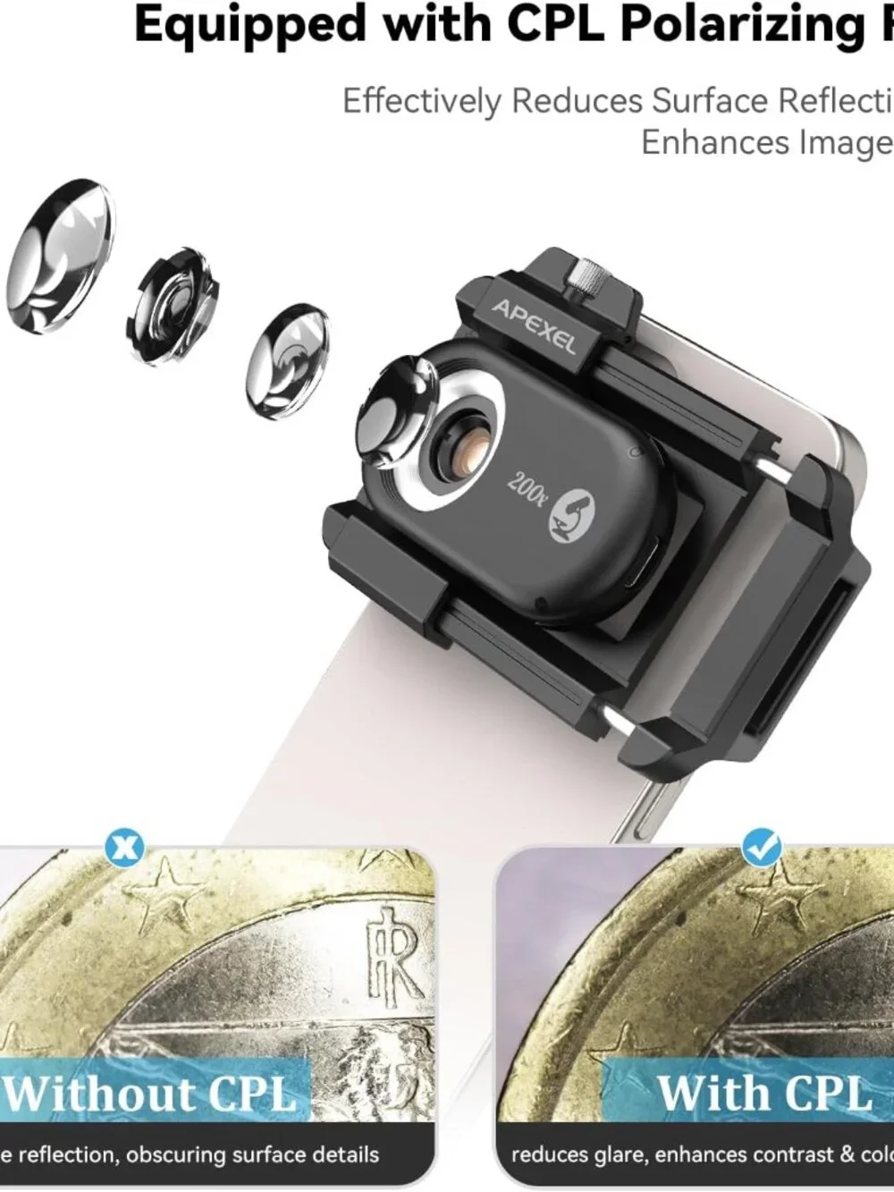 High-Definition 3-in-1 Phone Microscope with Built-in LED - For All Smartphones